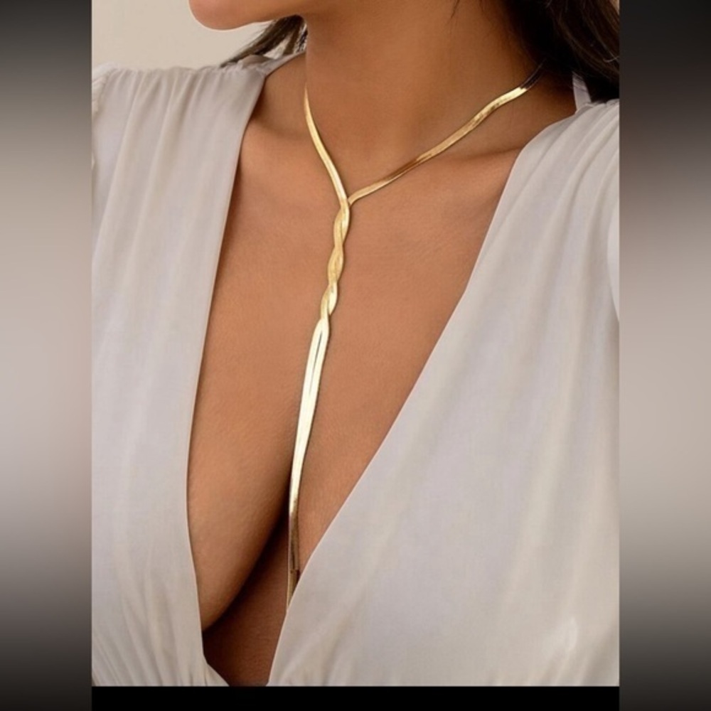 Long Snake Bone Chain Necklace